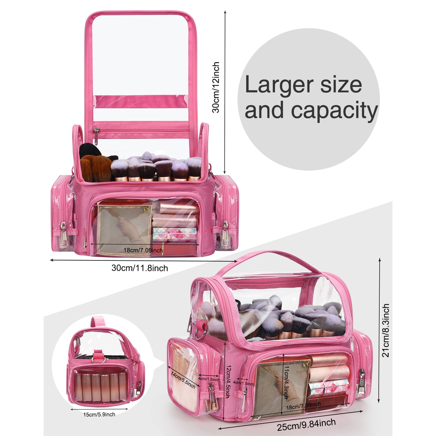 New Clear Makeup Bag For Makeup Artists,Rose Pink