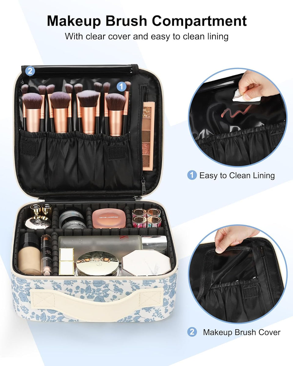 beauty box travel makeup bag Floral Print Small Makeup Case – Relavel