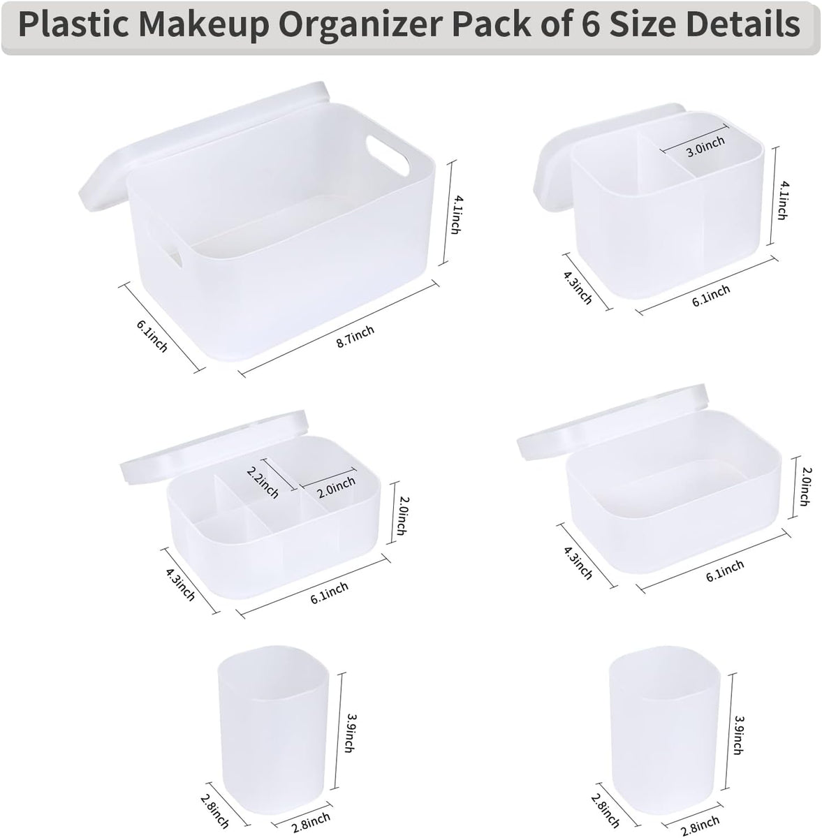 3/6PCS Large & Small Clear Plastic Storage Bins w/ Lid Stackable Organizer  Boxes