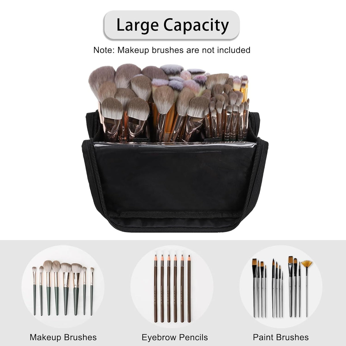 Retractable Makeup Brush Holders, Clear Travel Makeup Brush Case