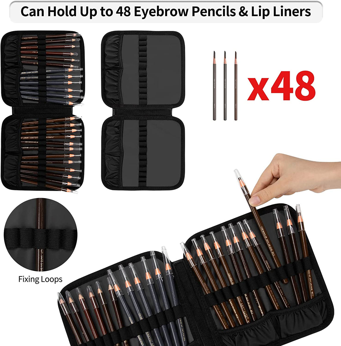 Professional 48 Slots Clear Makeup Organizer Bag for Eyebrow Pencil/Li –  Relavel