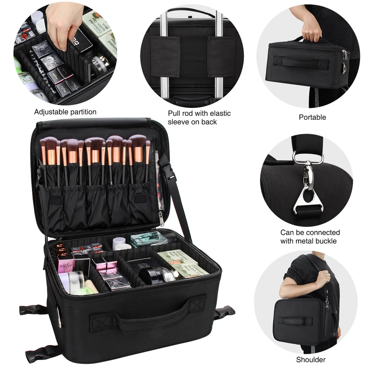  Relavel Extra Large Makeup Case Rolling Travel Train Case, 3  Layer with Insulation Compartment & Four Clear Storage Bags, Professional  Makeup Artist Bag Portable Nail Organizer Box Art Supply Case 