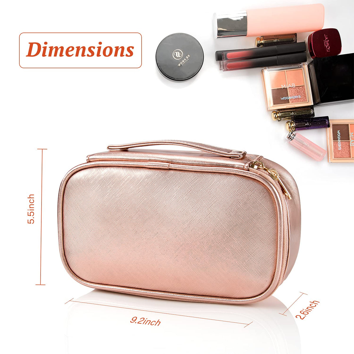 Rose Gold Zipper Blank Makeup Bags Natural Canvas Bridesmaid Gift