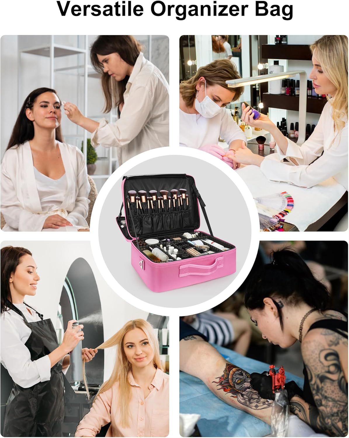 Available for sale in the United States only.Rose Pink Extra Large Makeup Case