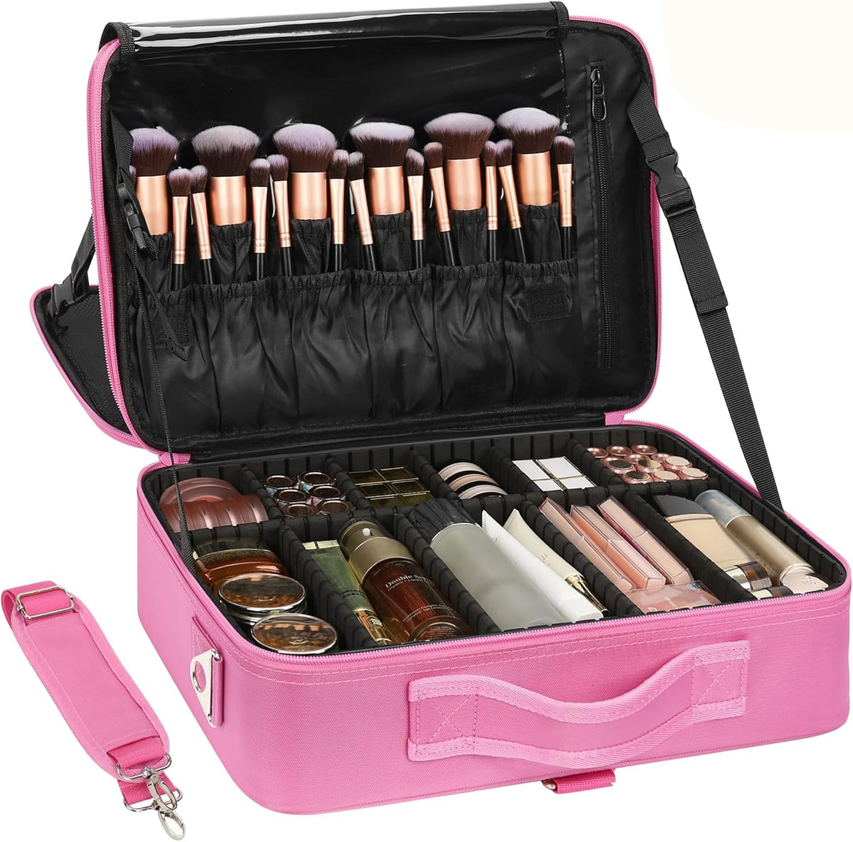 box case bag travel makeup set Rose Pink Large Makeup Case