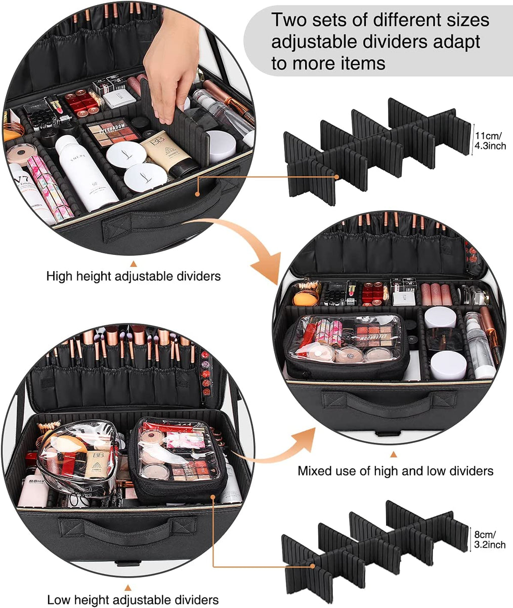 New Extra Large Makeup Case with Adjustable Dividers – Relavel