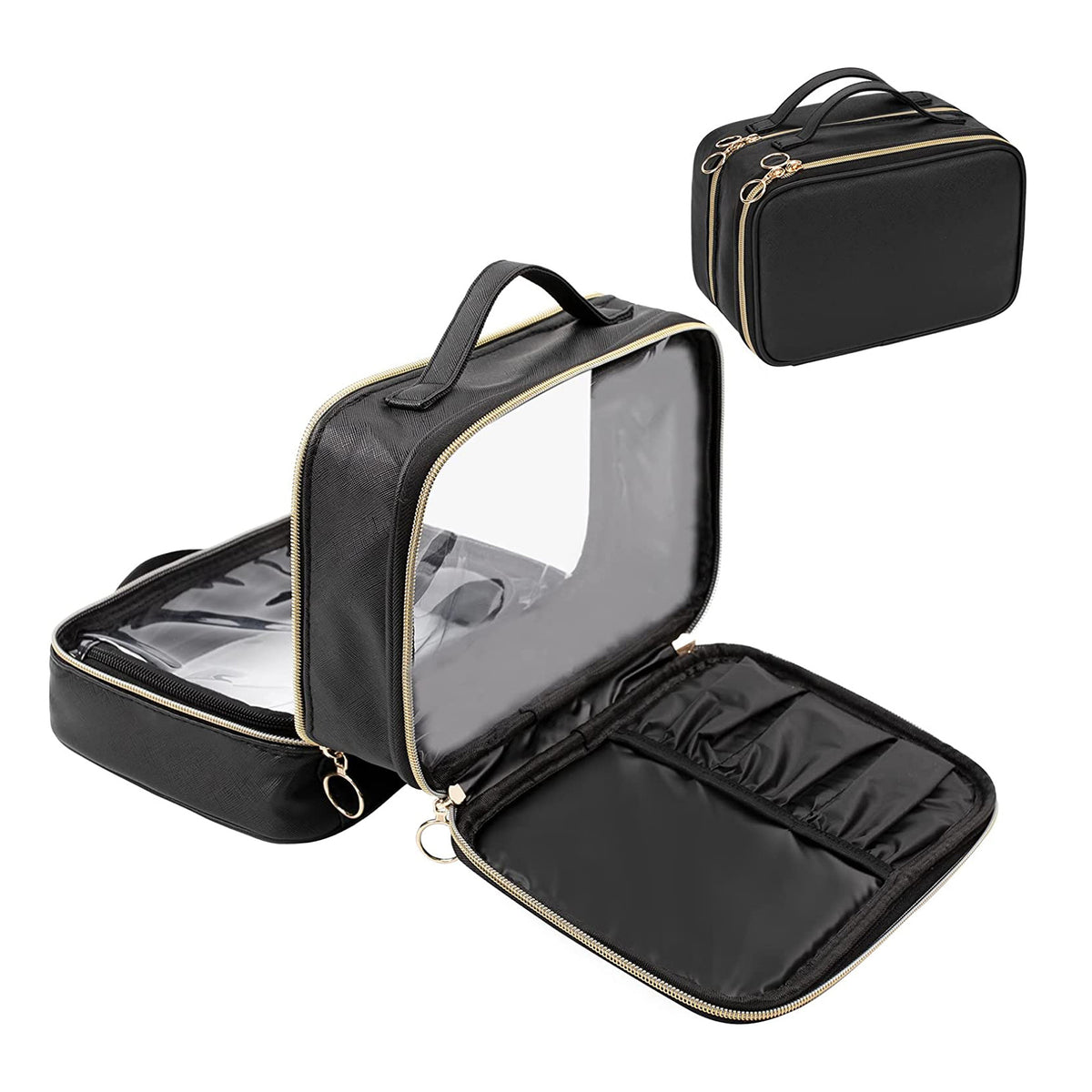 Black Double Layer Clear Makeup Case – Relavel - Main Image