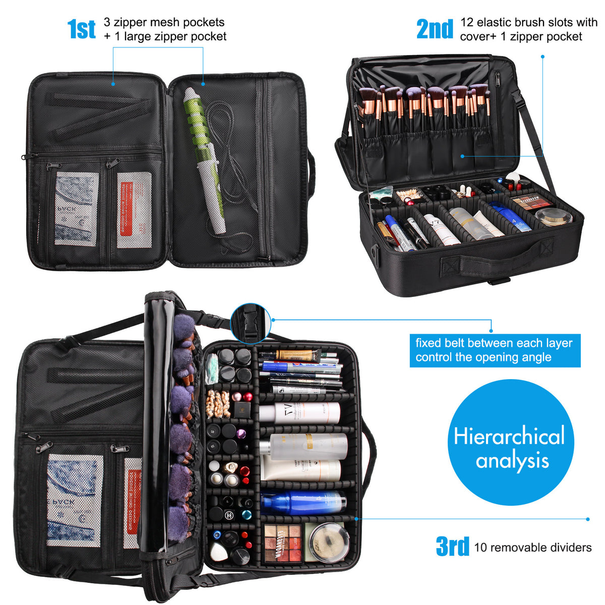  EACHY Travel Makeup Bag,Large Capacity Cosmetic Bags