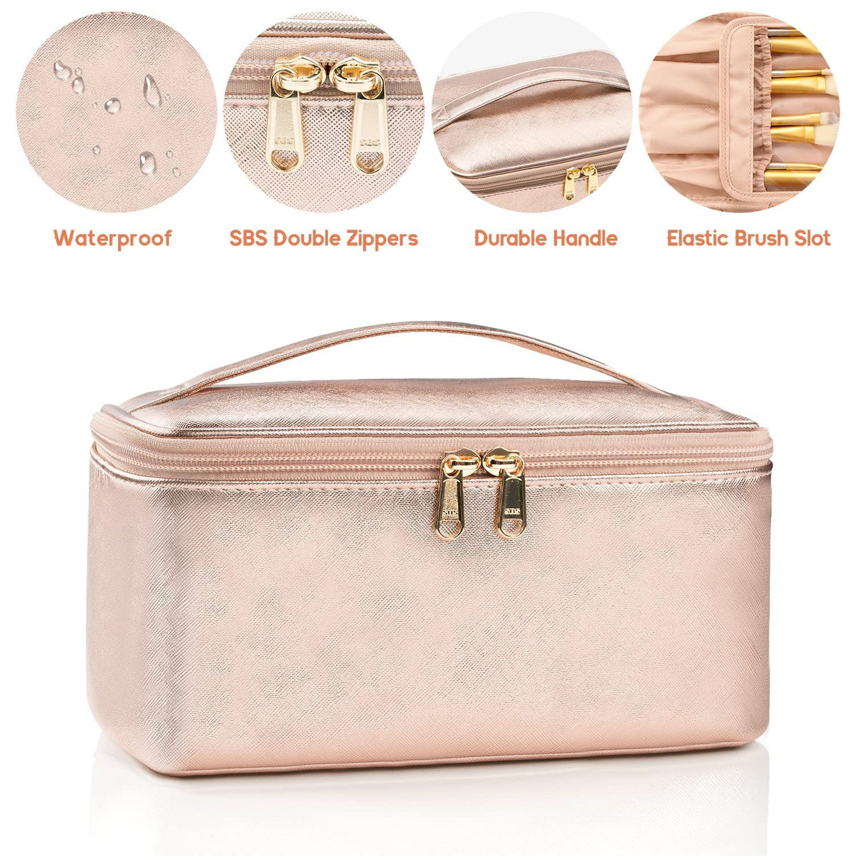 Buy Rose Gold Leopard Makeup Bag Travel Cosmetic Bag for Women Large Cute  Makeup Case Organizer with Adjustable Dividers Online at Low Prices in  India 
