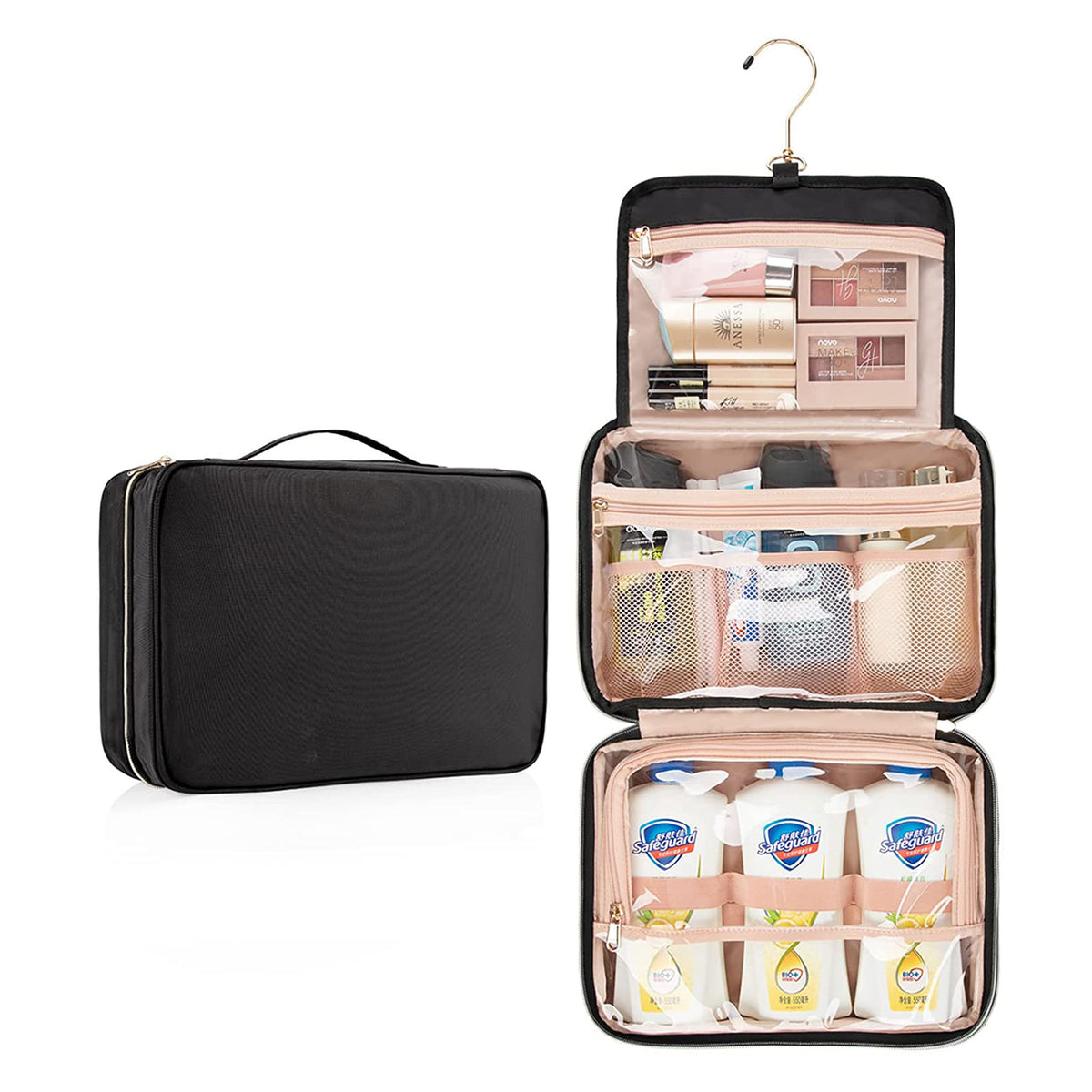 Cute Toiletry Bag Travel Bag With Hanging Hook, Water-resistant Makeup  Cosmetic Bag Travel Organizer For Accessories Shampoo Container Toiletries