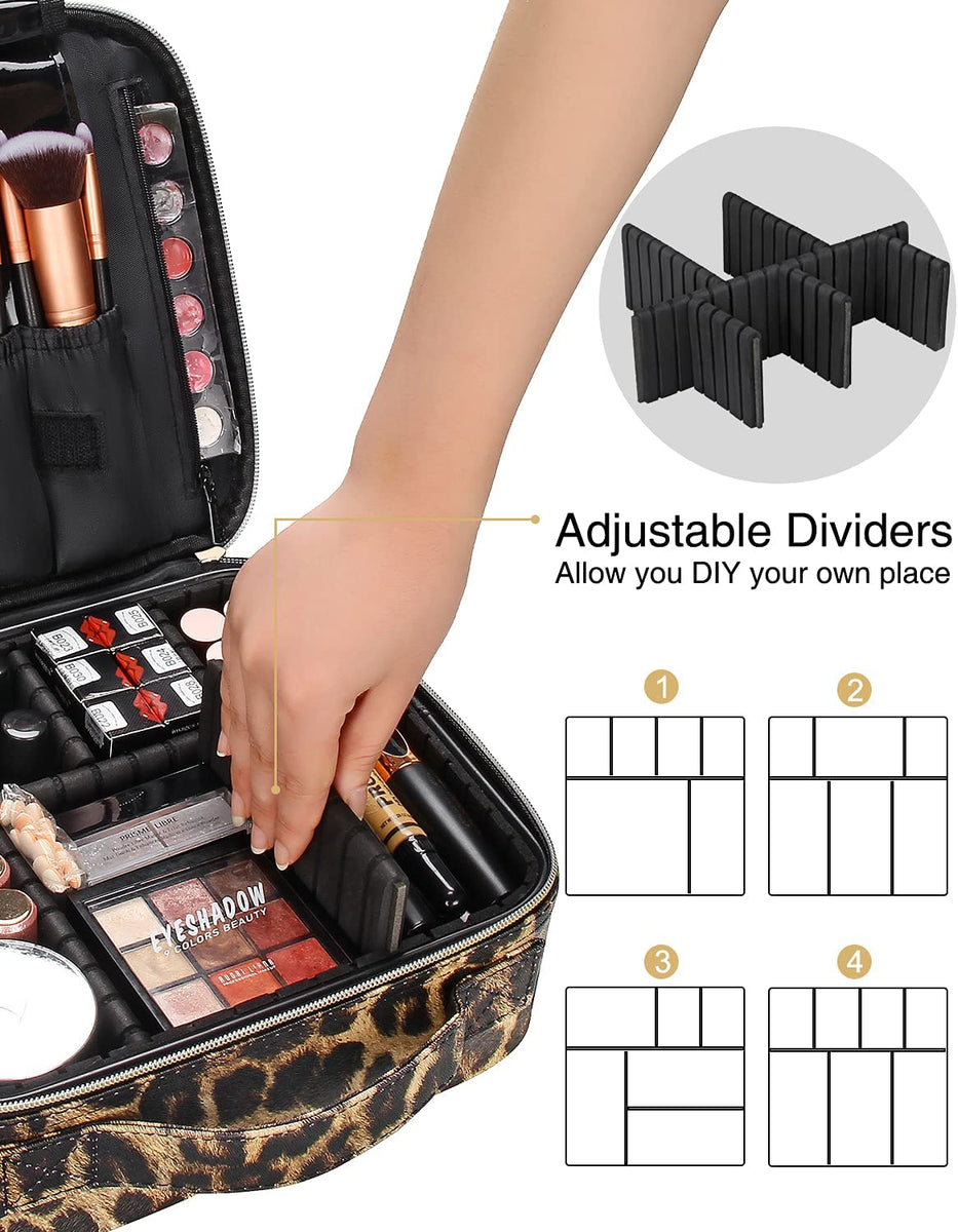 Makeup Cosmetic Case with Adjustable Dividers for Cosmetics Makeup(Leo –  Relavel