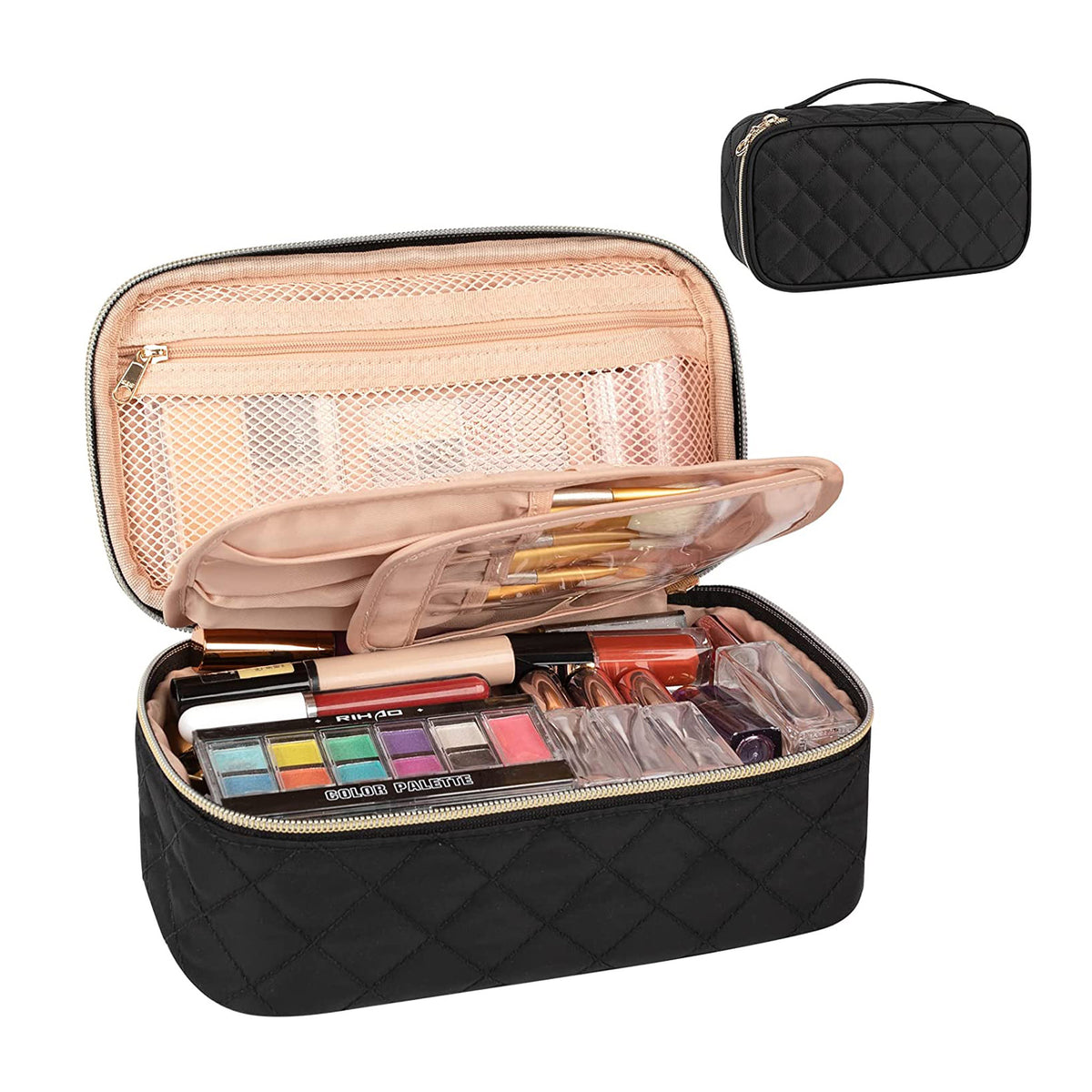 Small Black Rhombus Travel Makeup Bag – Relavel