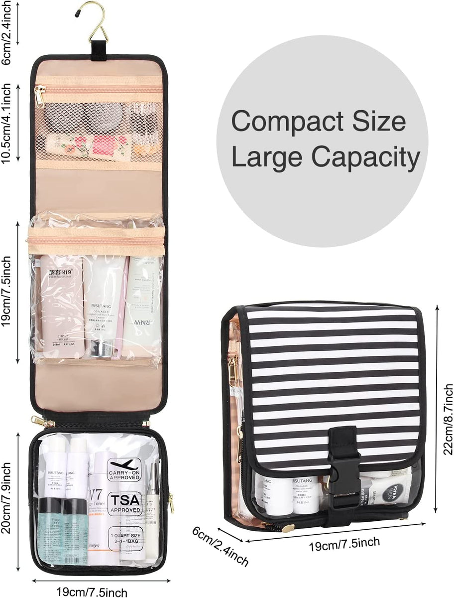 Striped Travel Toiletry Bag with Detachable TSA Approved – Relavel