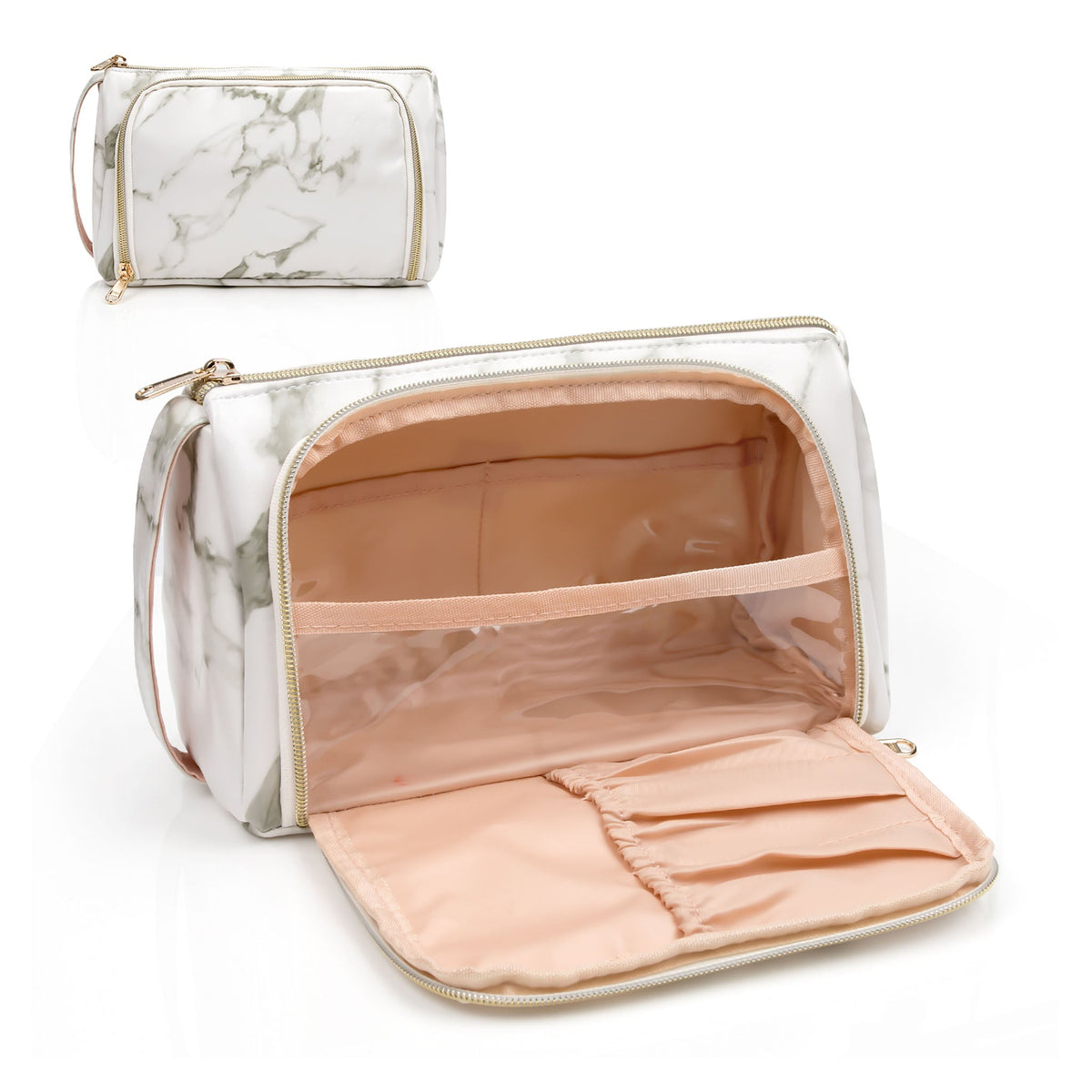 Folding Travel Toiletry Bag with 4 Compartments Makeup Pouches for Women