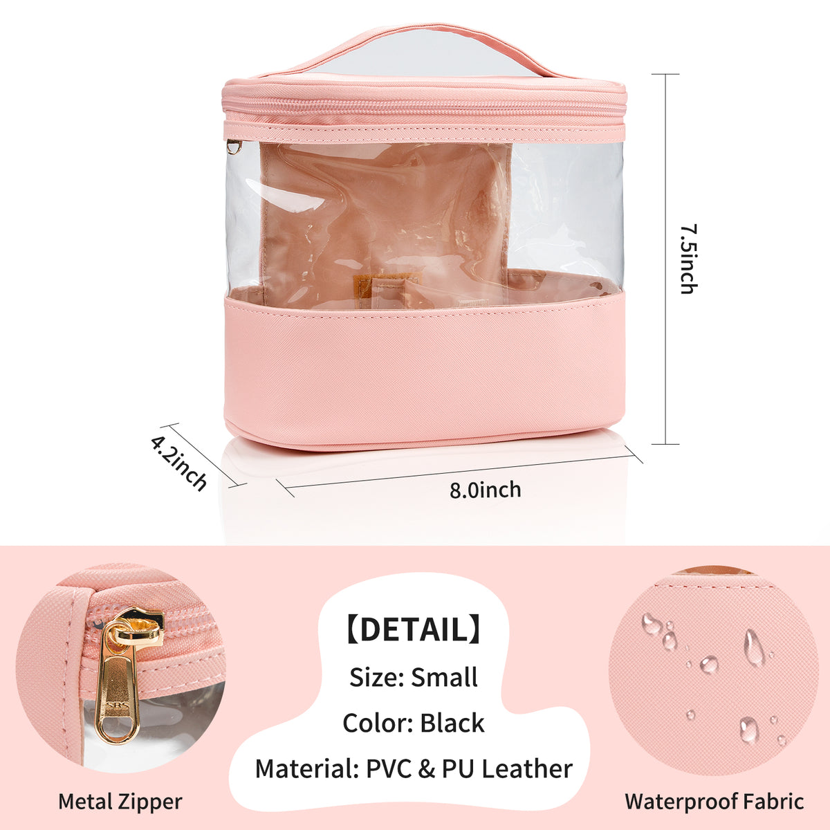 Cosmetic Travel Bag - Clear Vinyl Zipper Toiletry