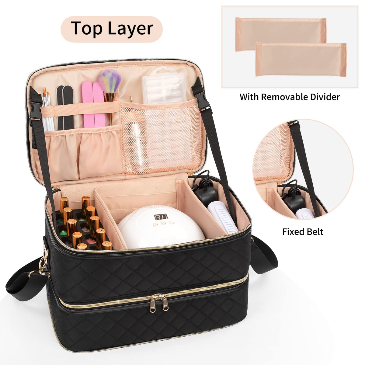 Relavel Makeup Bag Travel Makeup Train Case 13.8 inches Large Cosmetic Case  Professional Portable Makeup Brush