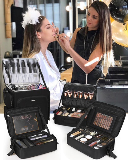 Relavel Rolling 4 in 1 Makeup Case With 4 Removable 360° Spinner Wheels, Adjustable Dividers