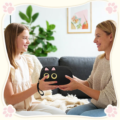 Black Small Cute Cat Makeup Bag