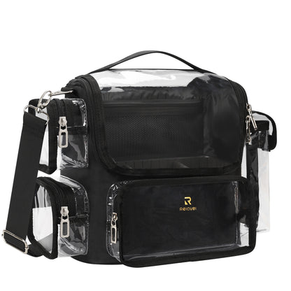 Available for sale in the United States only.Large Clear Portable Makeup Brush Bag with Adjustable Dividers & Strap