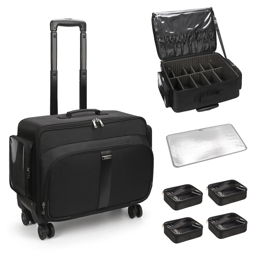 Rolling Extra Large Makeup Train Case with 4 wheels，In stock in the USA.