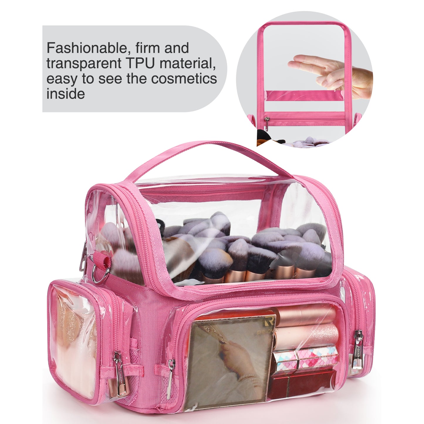 New Clear Makeup Bag For Makeup Artists,Rose Pink
