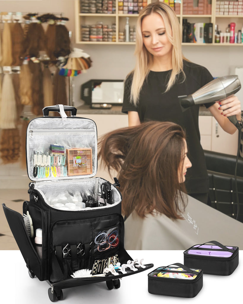 Relavel Hairstylist Rolling Makeup Case With a Removable, Foldable Pul