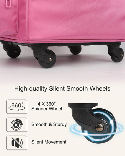 Rolling Hairstylist Makeup Train Case with 4 Wheels, Rose Pink
