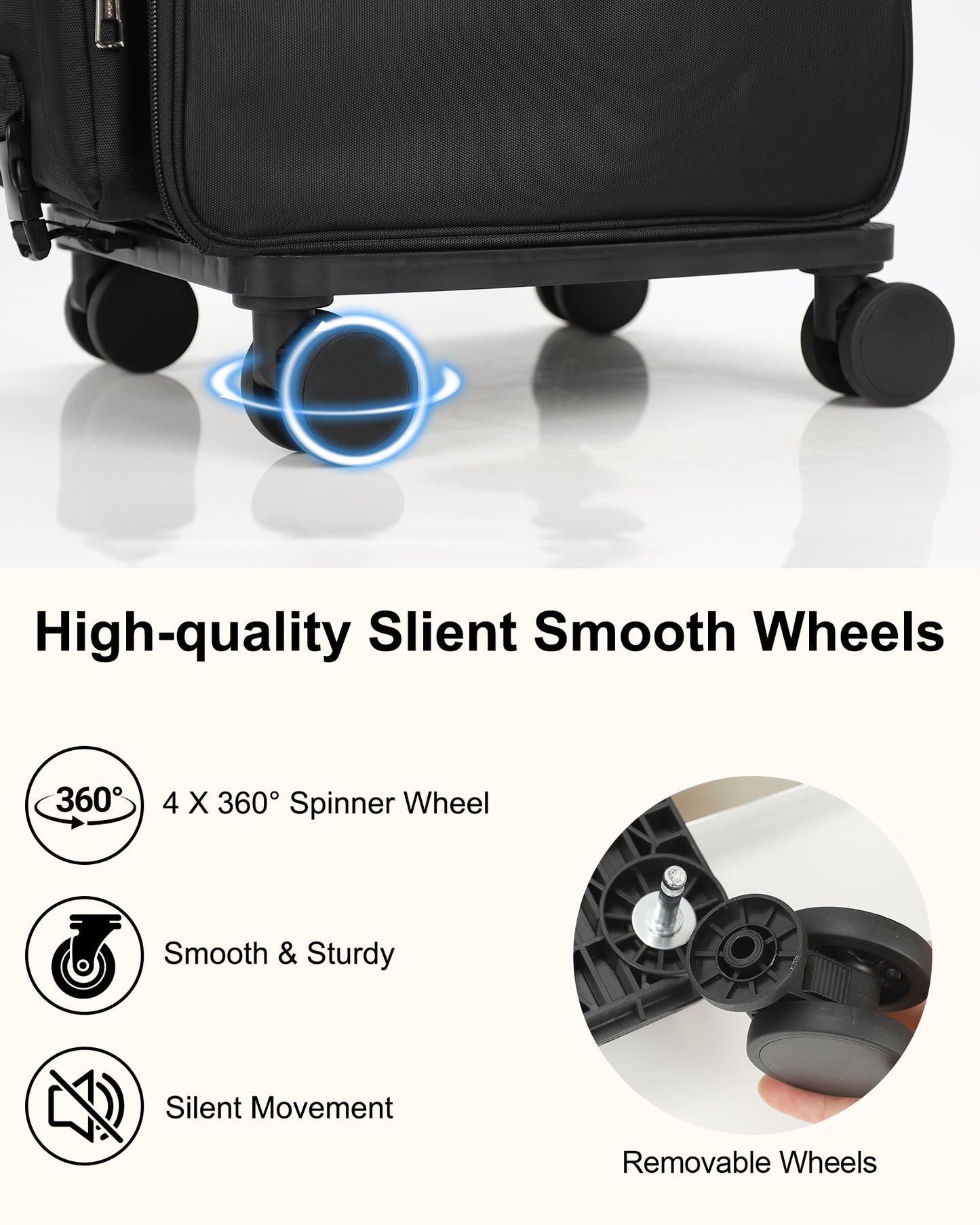 Relavel Hairstylist Rolling Makeup Case With a Removable, Foldable Pull Rod and 4 Removable 360° Spinner Wheels