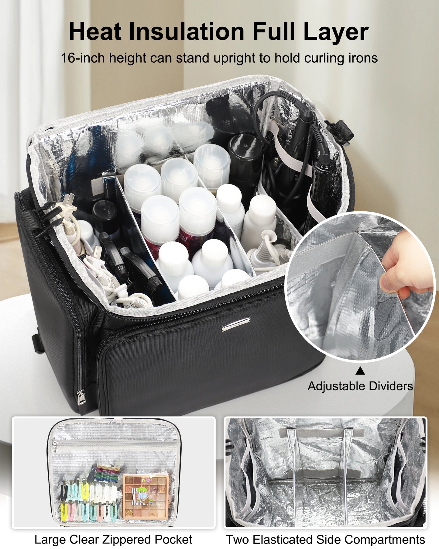 Relavel Hairstylist Rolling Makeup Case With a Removable, Foldable Pull Rod and 4 Removable 360° Spinner Wheels