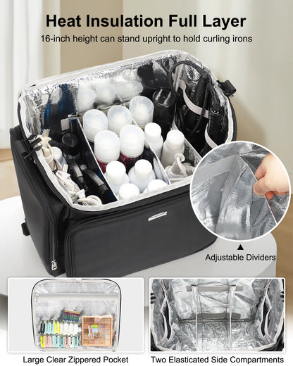 Relavel Hairstylist Rolling Makeup Case With a Removable, Foldable Pull Rod and 4 Removable 360° Spinner Wheels