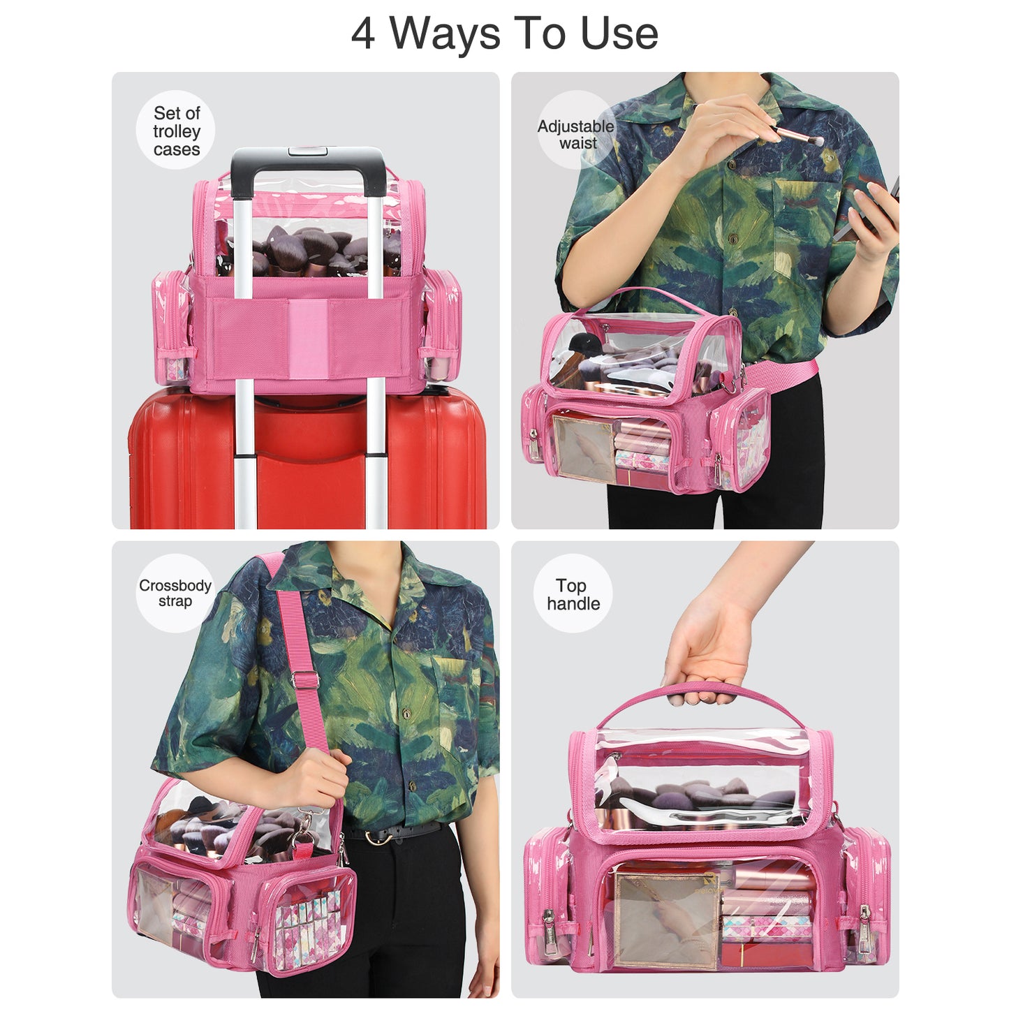 New Clear Makeup Bag For Makeup Artists,Rose Pink