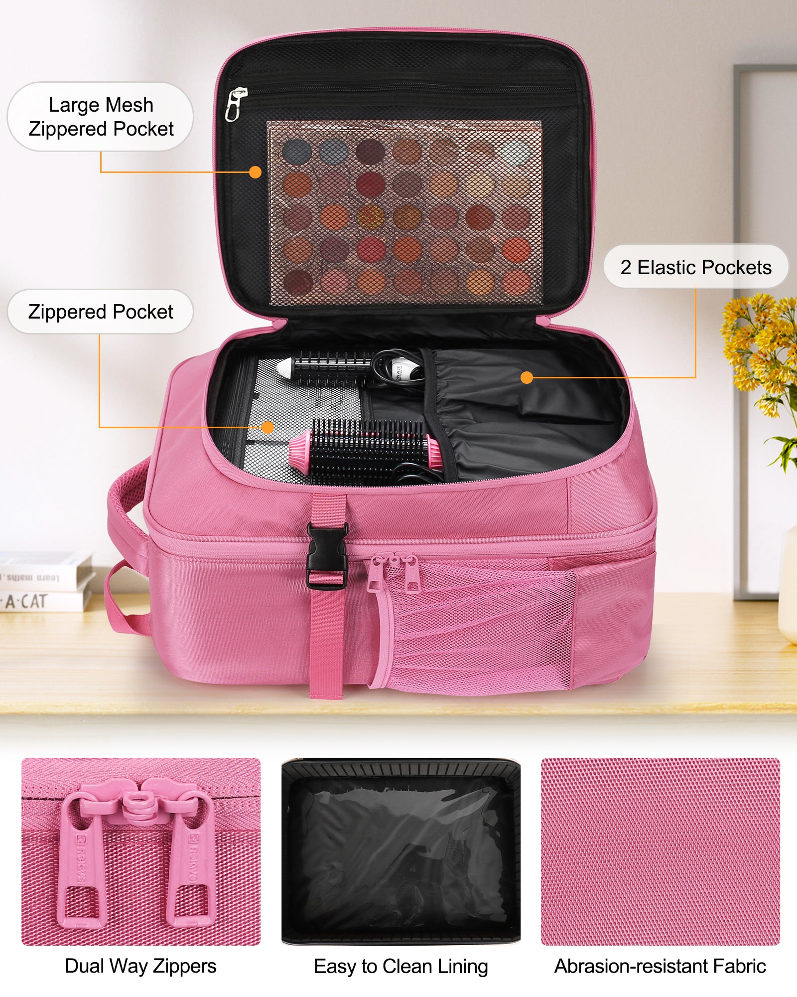 Professional Makeup Bag For Makeup Artists, Rose Pink – Relavel