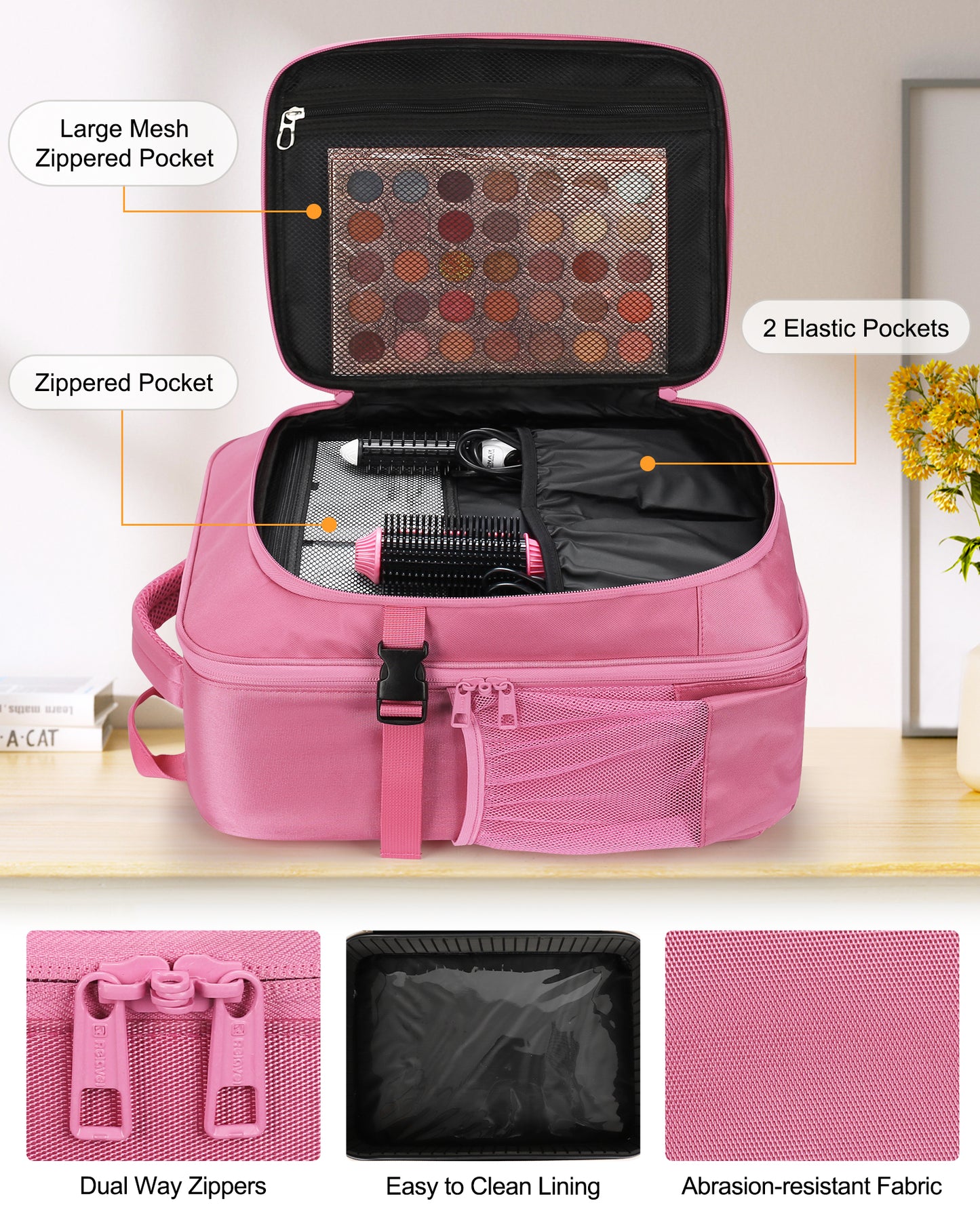 Professional Makeup Bag For Makeup Artists, Rose Pink