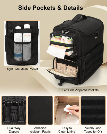 Relavel Rolling Makeup Case With a Removable, Foldable Pull Rod and 4 Removable 360° Spinner Wheels