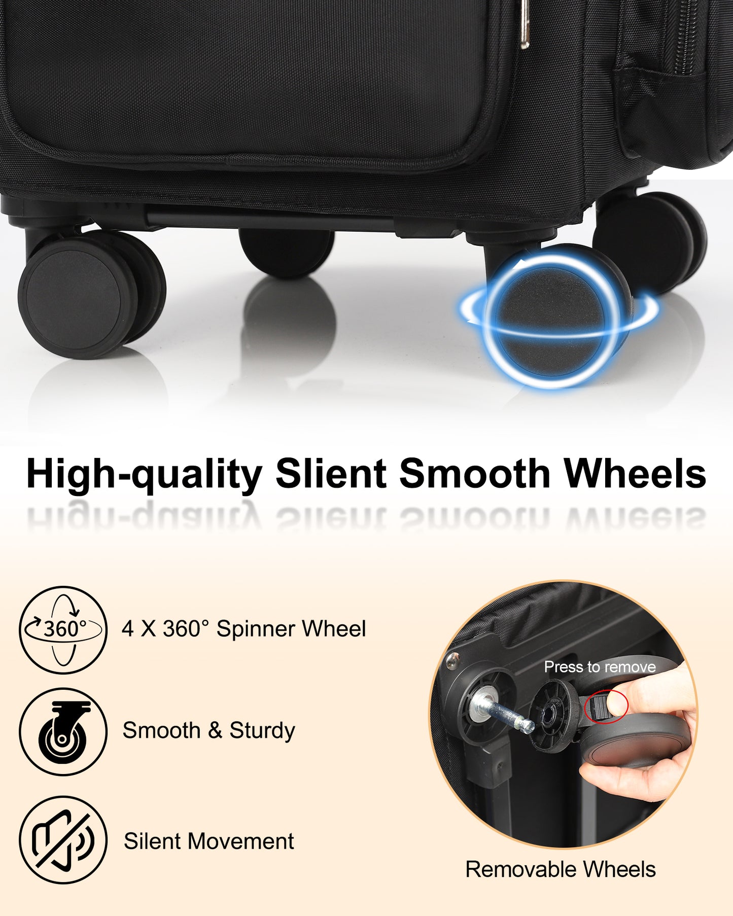 Relavel Rolling 4 in 1 Makeup Case With 4 Removable 360° Spinner Wheels, Adjustable Dividers