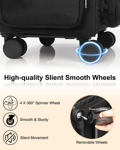 Relavel Rolling 4 in 1 Makeup Case With 4 Removable 360° Spinner Wheels, Adjustable Dividers