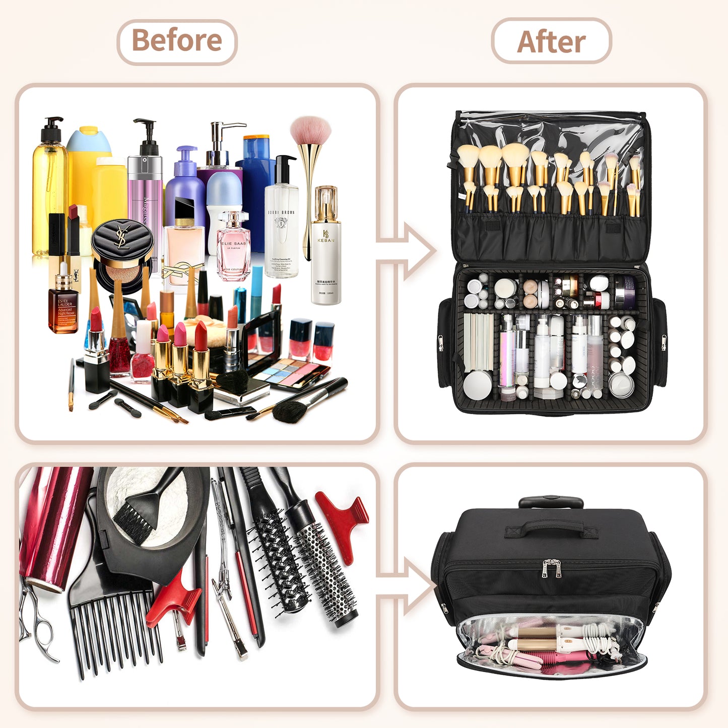 Rolling Extra Large Makeup Train Case with 4 wheels