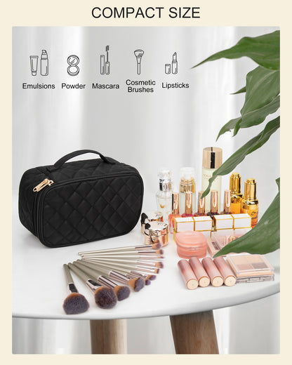 Relavel 2 Layers Waterproof Makeup Organizer Storage with Makeup Brush Holder