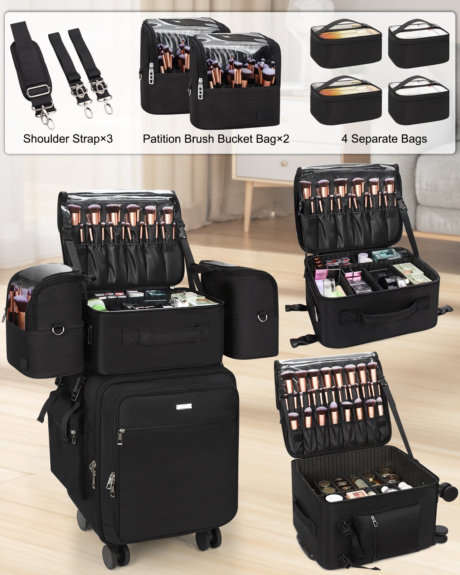 best travel makeup bag professional Seville 3-PC Bag, Mauve use one of them alone or use them in combination These 13 Best Toiletry Bags