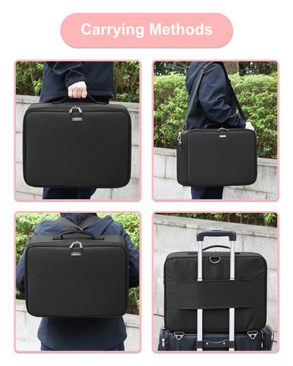 Extra Large Makeup Case with 4 Clear Bags and Lipstick Plate