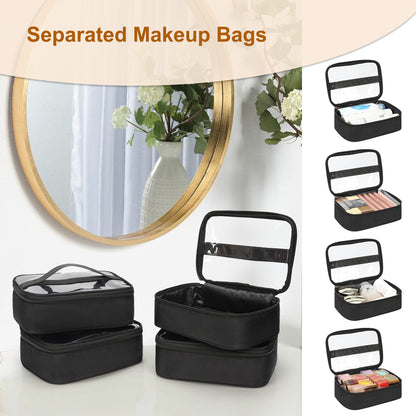 Rolling Extra Large Professional Trolley Makeup Backpack With 4 Small Bags, Detachable Trolley And Large Wheels
