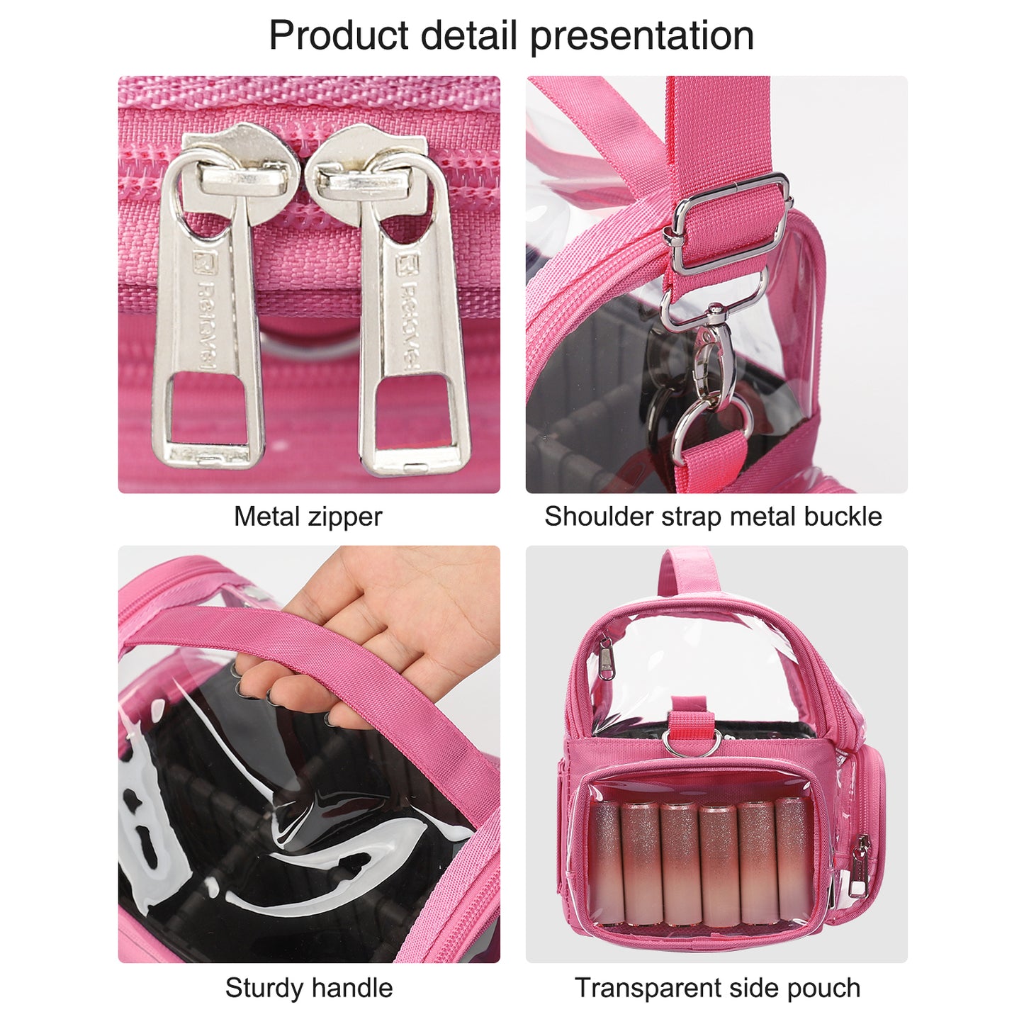 New Clear Makeup Bag For Makeup Artists,Rose Pink