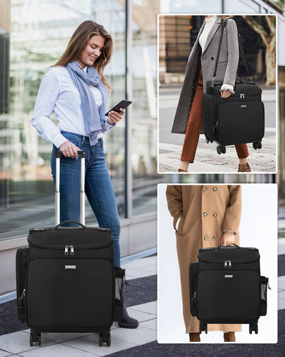 Relavel Hairstylist Rolling Makeup Case With a Removable, Foldable Pull Rod and 4 Removable 360° Spinner Wheels