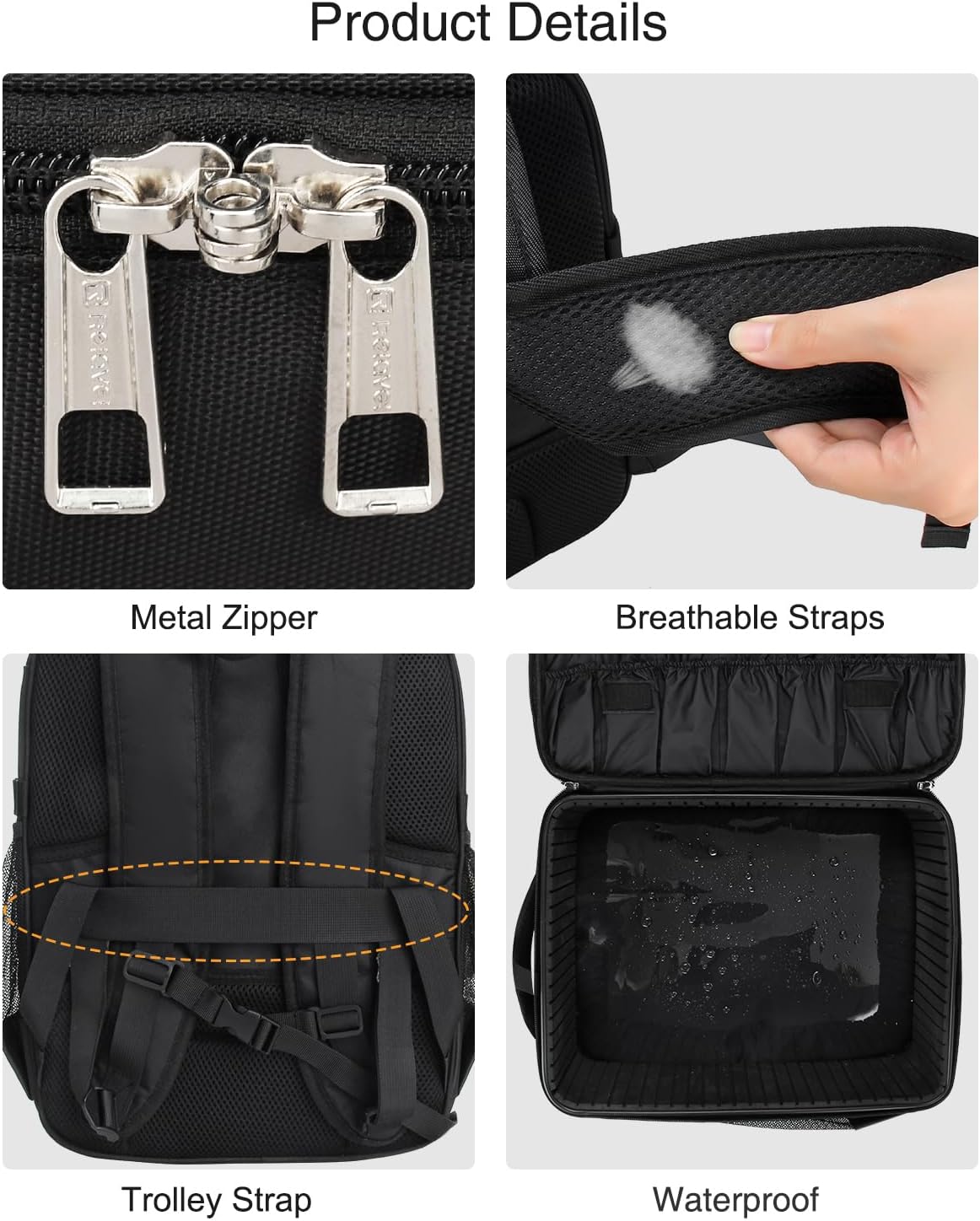 Professional Extra Large 3 Layer Makeup Backpack with 4 Small Cosmetic Bag