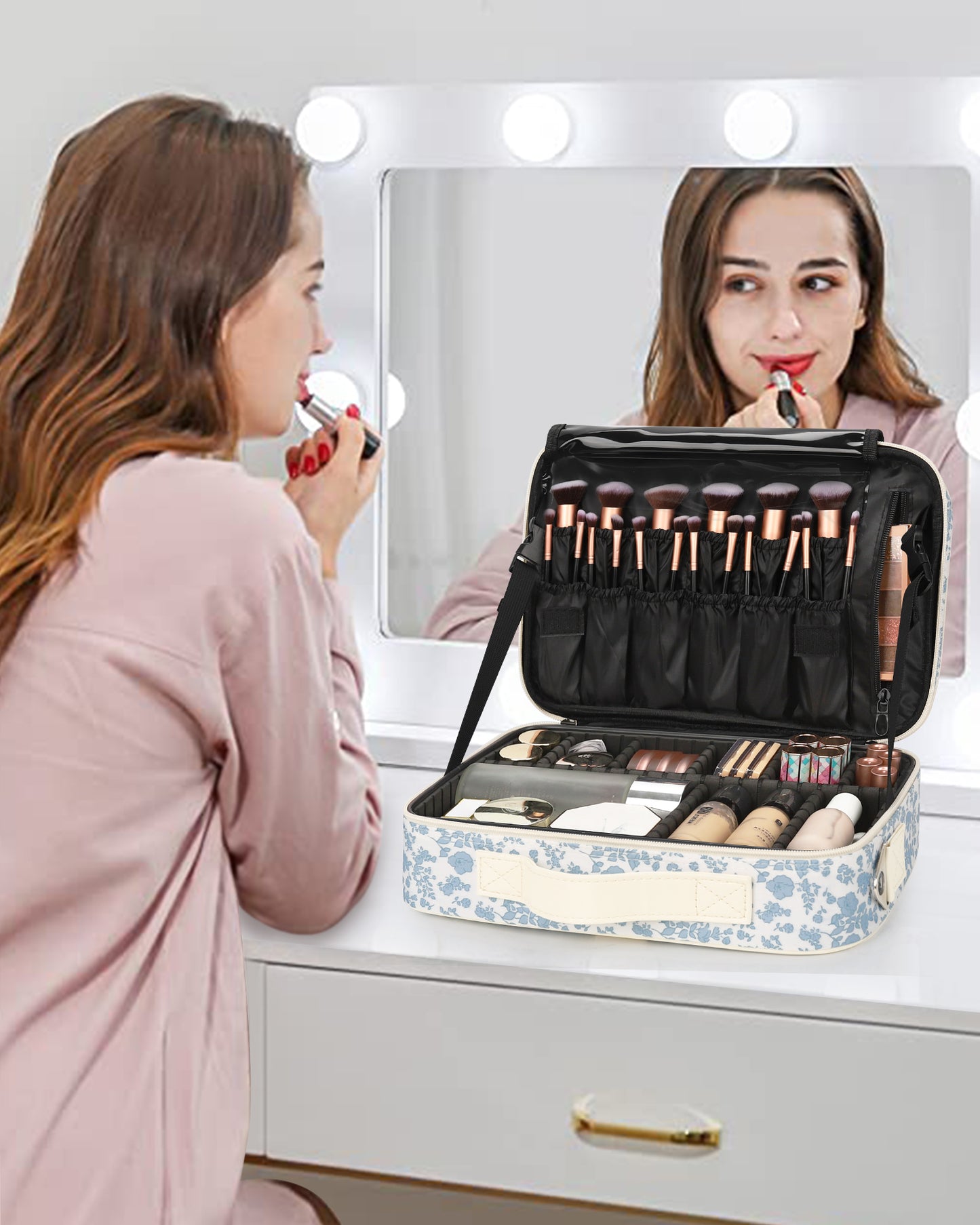 Floral Print Medium Makeup Case