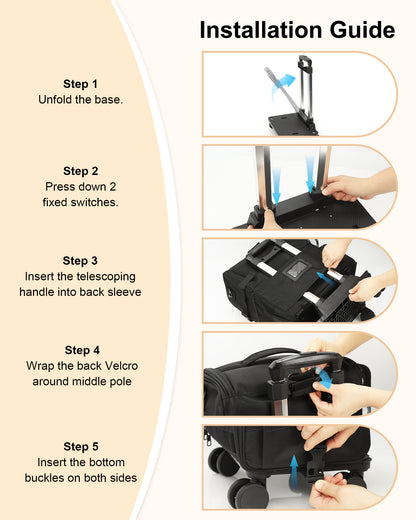 Relavel Rolling Makeup Case With a Removable, Foldable Pull Rod and 4 Removable 360° Spinner Wheels