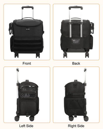 Relavel Rolling Makeup Case With a Removable, Foldable Pull Rod and 4 Removable 360° Spinner Wheels