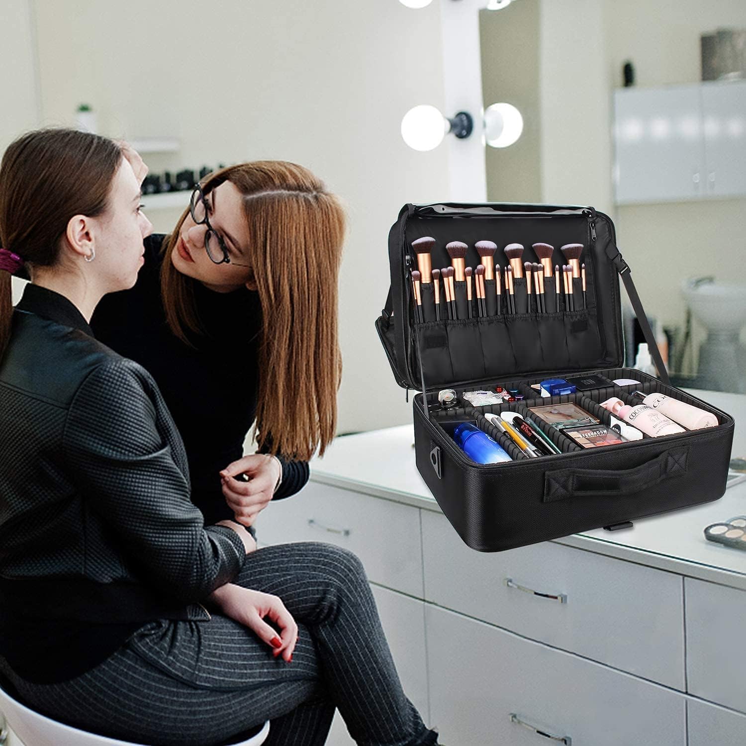 big makeup bag for travel Clear Large Makeup Bag Makeup Bag Large Pouch Clear Pouch Large Cosmetic Bag Huge Cosmetic Pouch Clear Cosmetic Bag Case Pouch all the transparent pockets inside will be lined up in front of you 1pc Large Capacity Multi-Functional Cosmetic