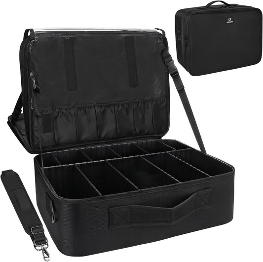 Black Extra Large Makeup Case with Plastic Dividers