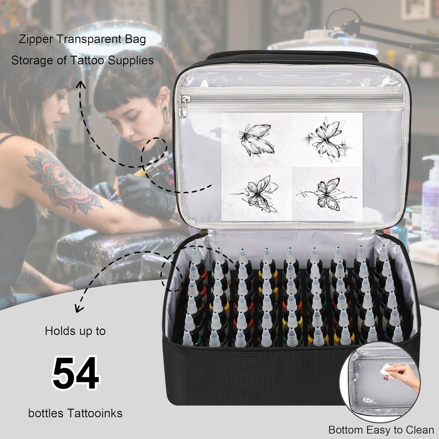 Double Layer Tattoo Travel Organizer Shoulder Bag